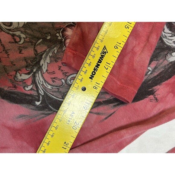 Early 2000’s Y2K Crimson Tie-Dye Long Sleeve With Floral Art Grunge Size L - Picture 8 of 12